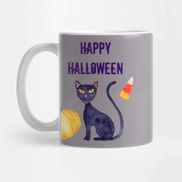 Happy Halloween Black Cat Pumpkin by swagmaven